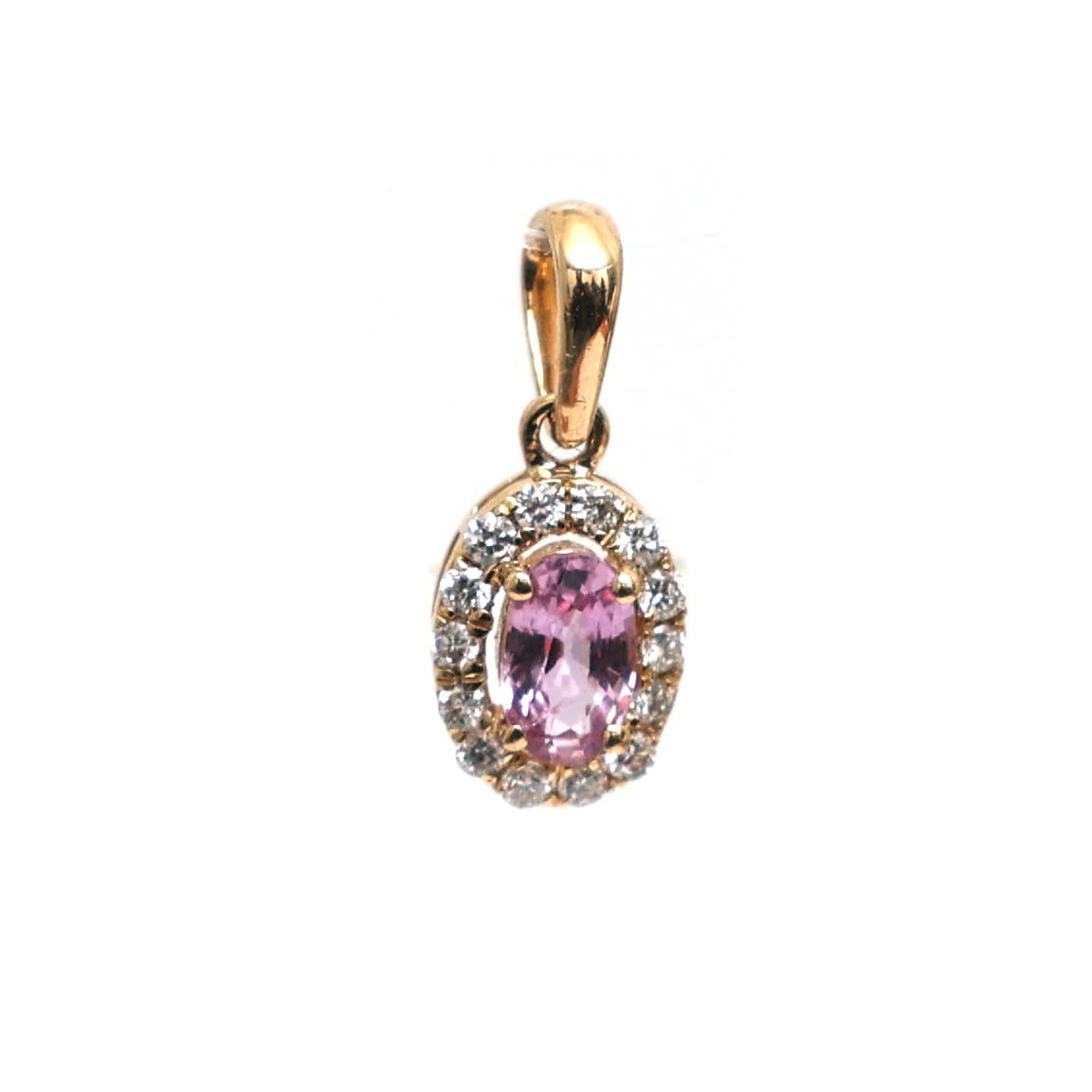 JPPD-526/7906 Pink Sapphire Oval Diamond Pendant | 18K