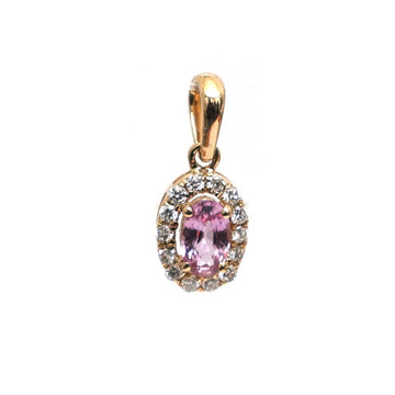 JPPD-526/7906 Pink Sapphire Oval Diamond Pendant | 18K