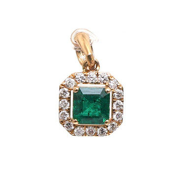 JPPD-532/7912 Emerald Square Octagon Diamond Pendant | 18K