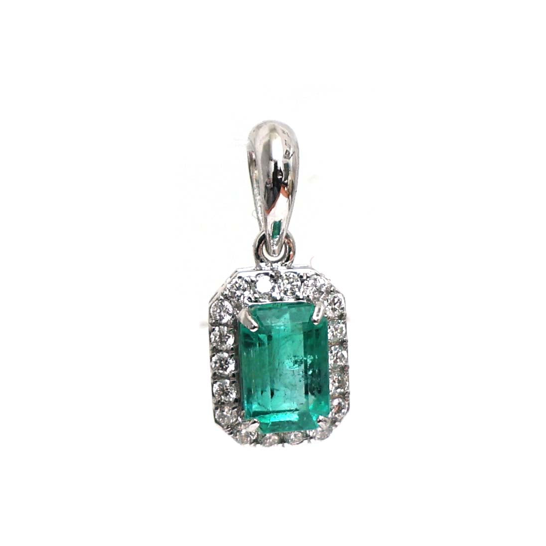 JPPD-534/7914 Emerald Octagon Diamond Pendant | 18K