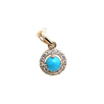 JPPD-536/7916 Turquoise Round Diamond Pendant | 14K