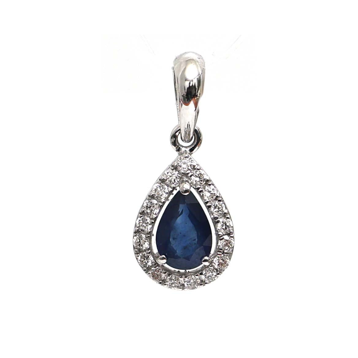 JPPD-538/7918 Blue Sapphire Pear Diamond Pendant | 18K