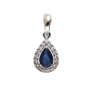 JPPD-538/7918 Blue Sapphire Pear Diamond Pendant | 18K