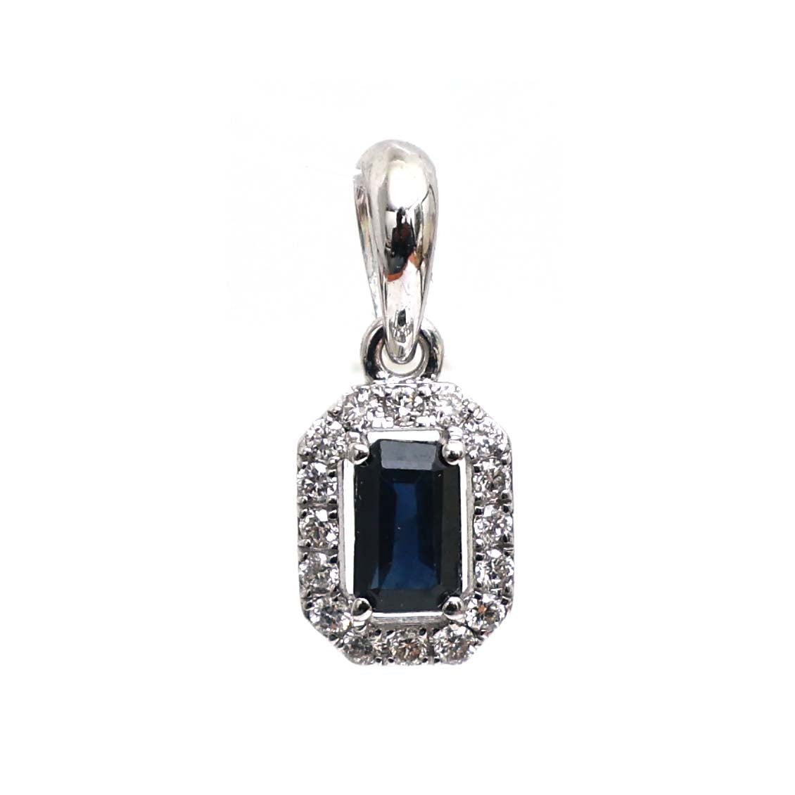JPPD-539/7919 Blue Sapphire Octagon Diamond Pendant | 18K