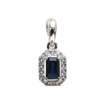 JPPD-539/7919 Blue Sapphire Octagon Diamond Pendant | 18K
