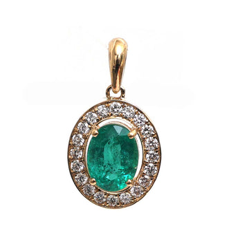JPPD-543/7934 Emerald Oval Diamond Pendant | 18K