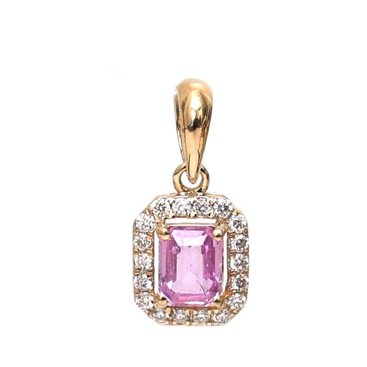 JPPD-544/7935 Pink Sapphire Octagon Diamond Pendant | 18K