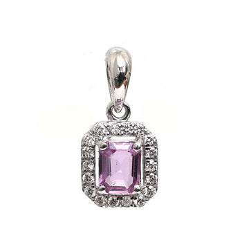 JPPD-549/7940 Pink Sapphire Octagon Diamond Pendant | 18K