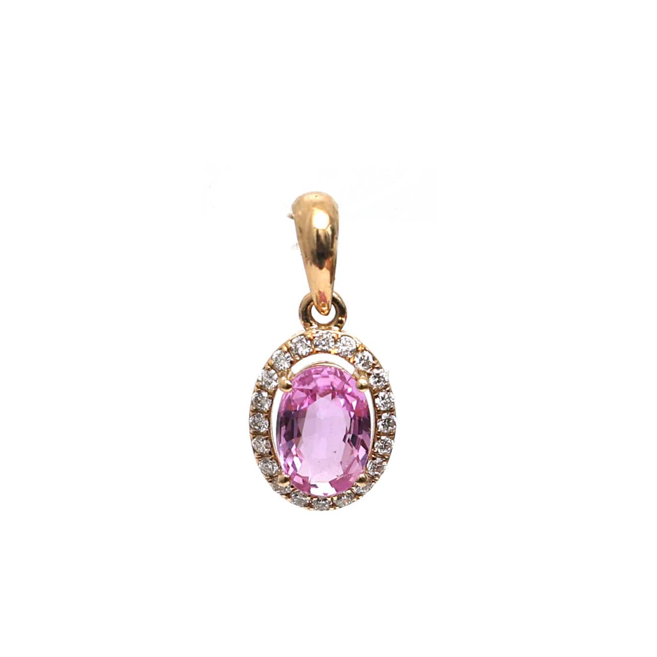 JPPD-551/7942 Pink Sapphire Oval Diamond Pendant | 18K
