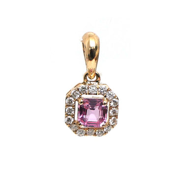 JPPD-552/7943 Pink Sapphire Asscher Cut Diamond Pendant | 18K