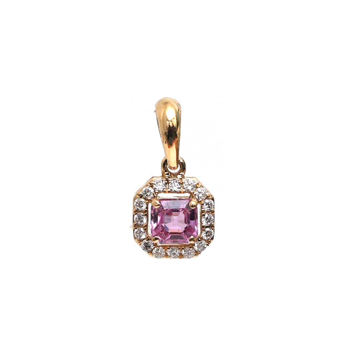 JPPD-553/7944 Pink Sapphire Asscher Cut Diamond Pendant | 18K