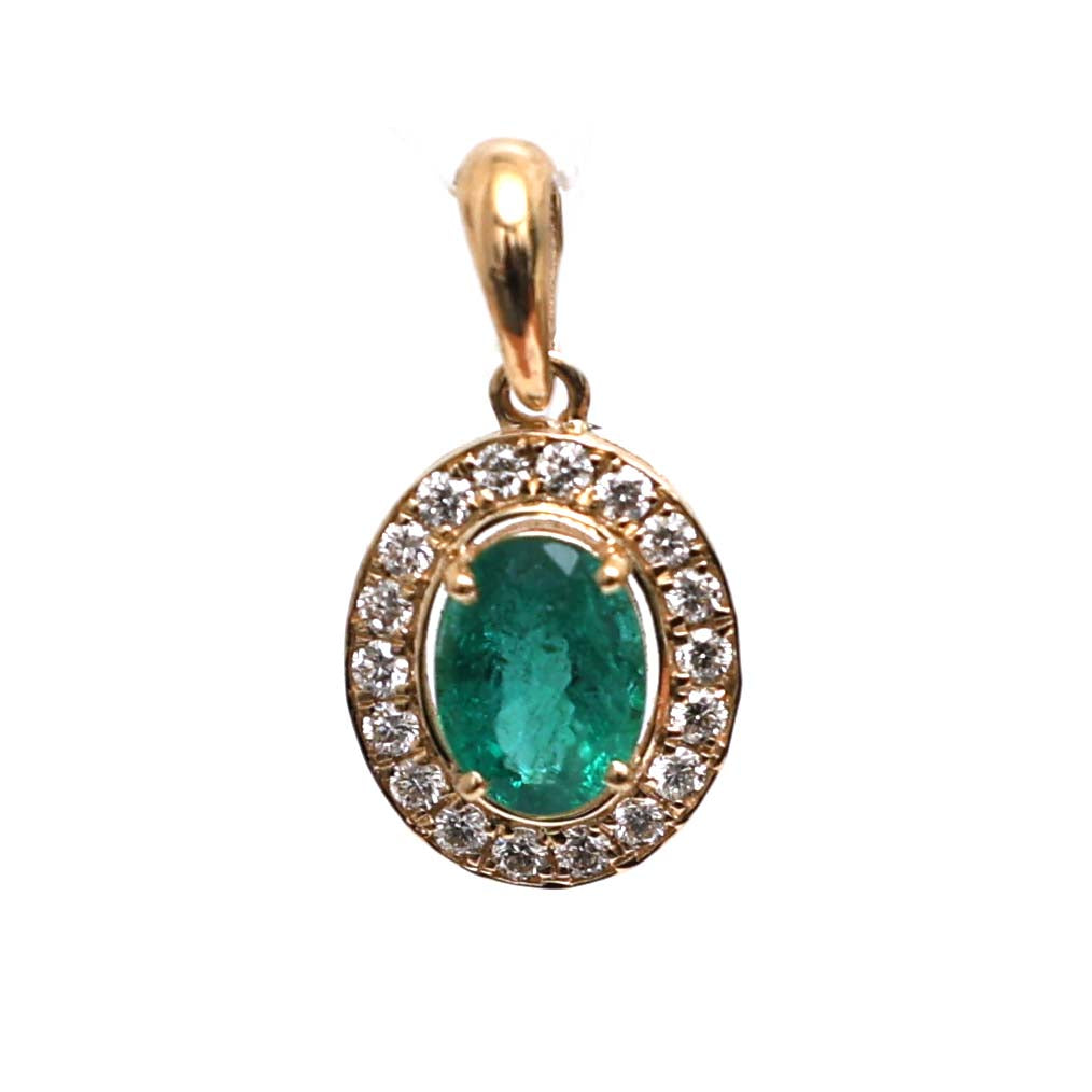 JPPD-557/7948 Emerald Oval Diamond Pendant | 18K