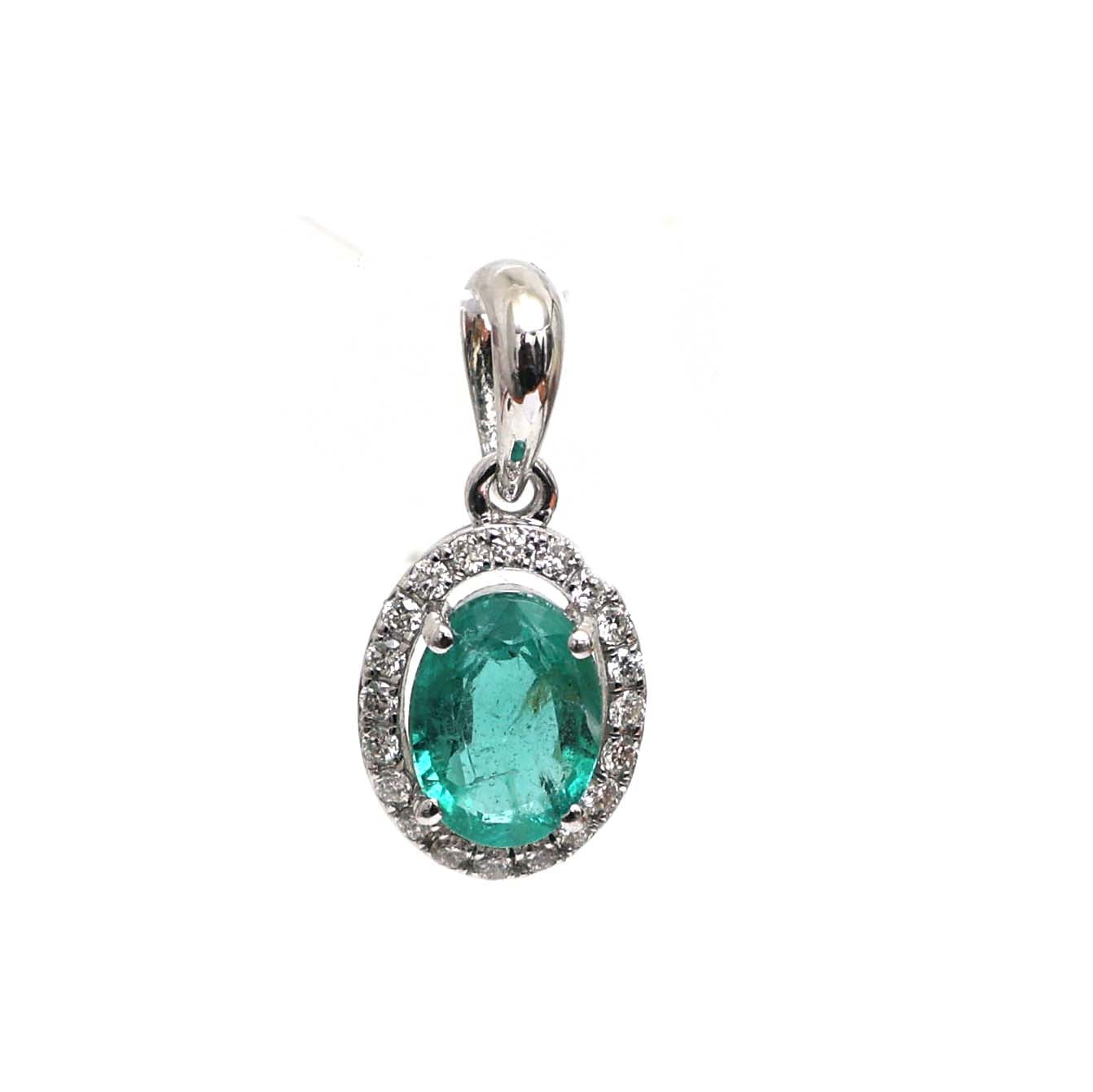 JPPD-561/7952 Emerald Oval Diamond Pendant | 18K