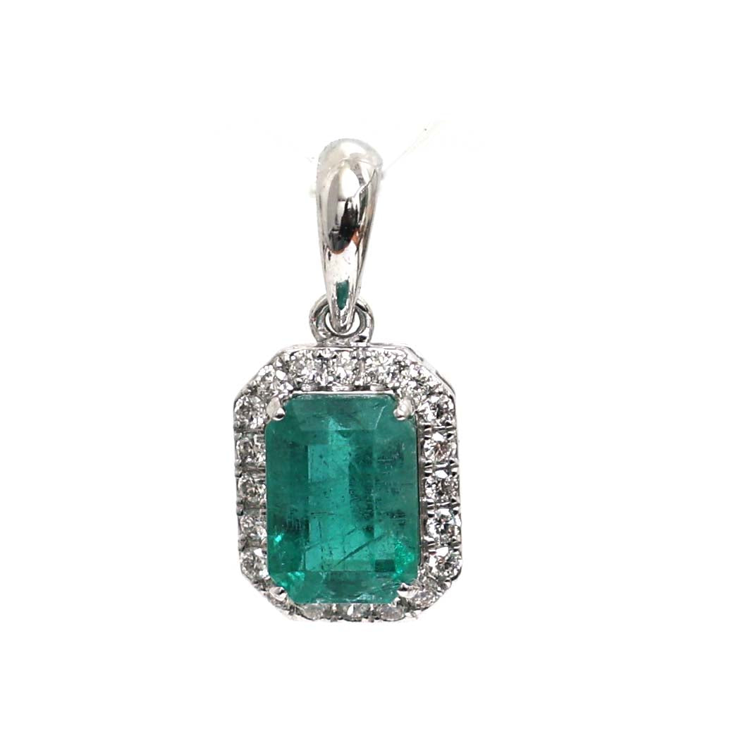 JPPD-563/7954 Emerald Octagon Diamond Pendant | 18K