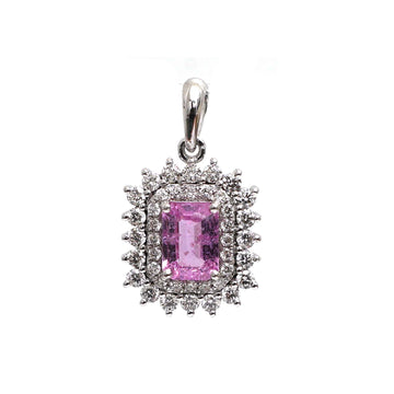 JPPD-568/7959 Pink Sapphire Octagon Double Halo Pendant | 18K