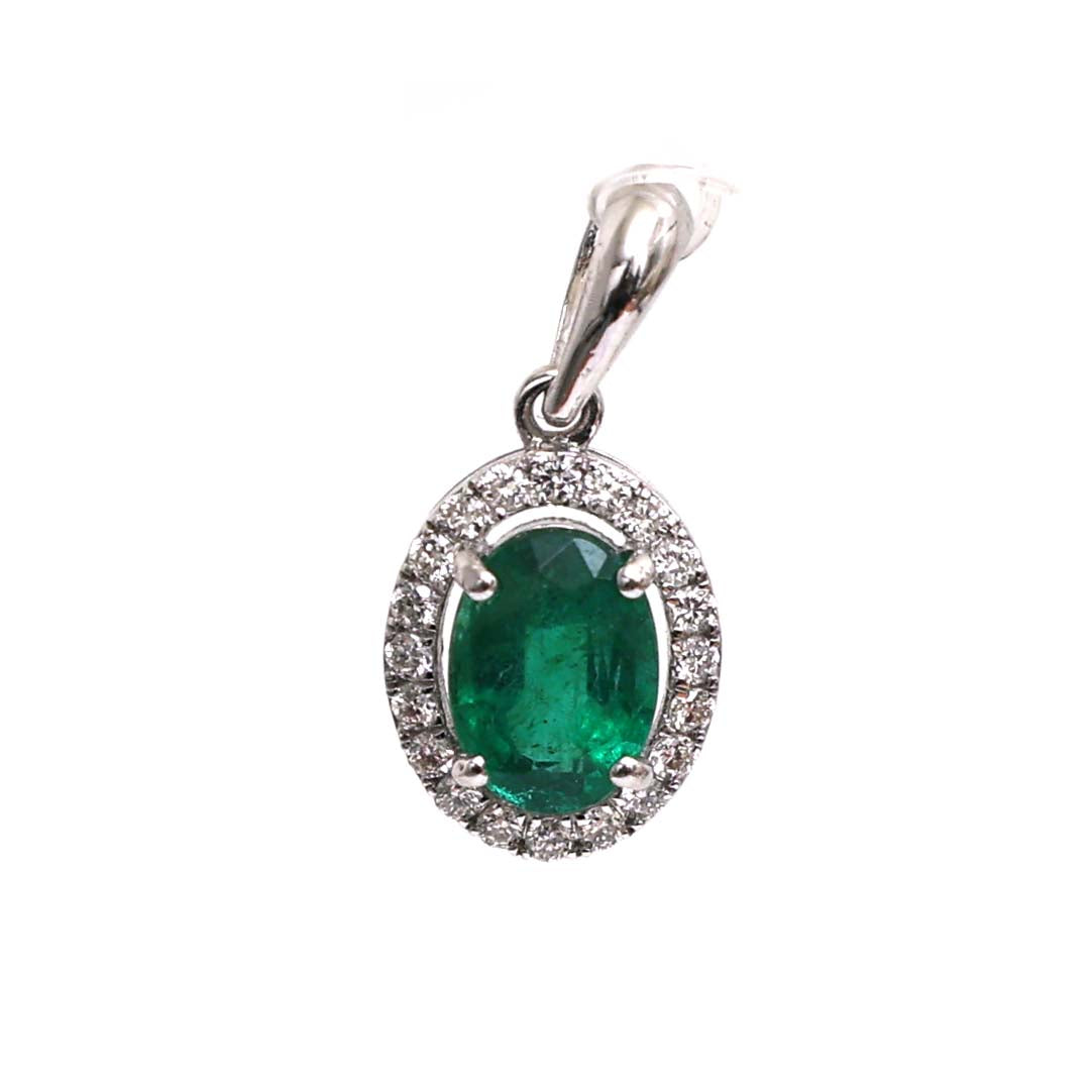 JPPD-569/7960 Emerald Oval Diamond Pendant | 18K