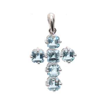 JPPD-574/8000 Aquamarine Square Octagon Rose Pendant | 18K