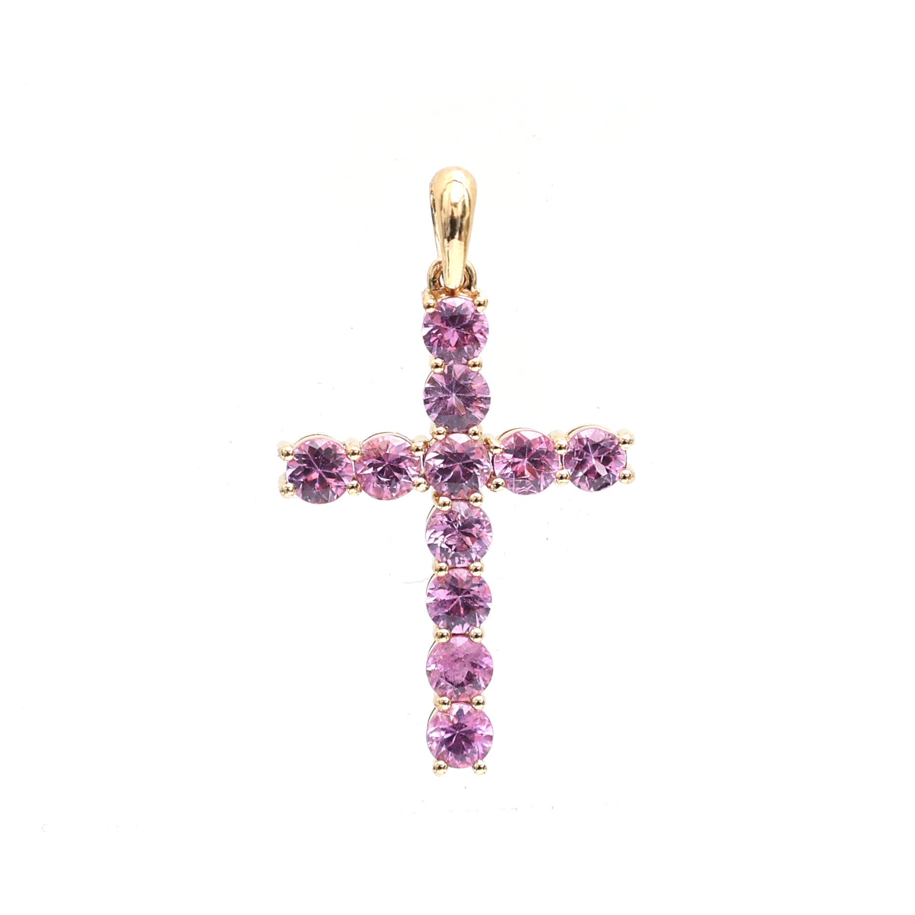 JPPD-584/8061 Pink Sapphire Round Rose Pendant | 18K