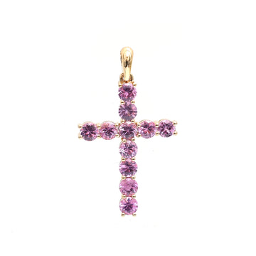 JPPD-584/8061 Pink Sapphire Round Rose Pendant | 18K