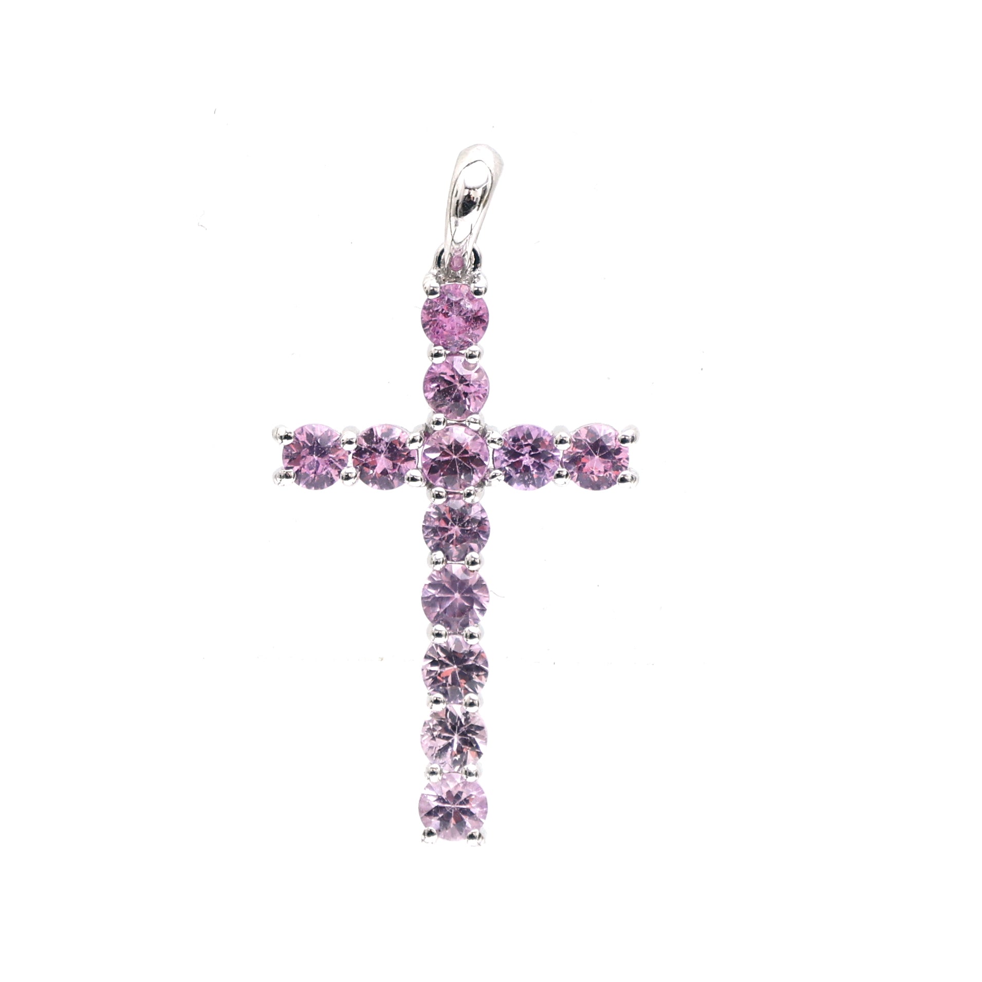 JPPD-586/8081 Pink Sapphire Round Rose Pendant | 18K