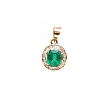 JPPD-588/8134 Emerald Oval With Diamond Pendant | 14K