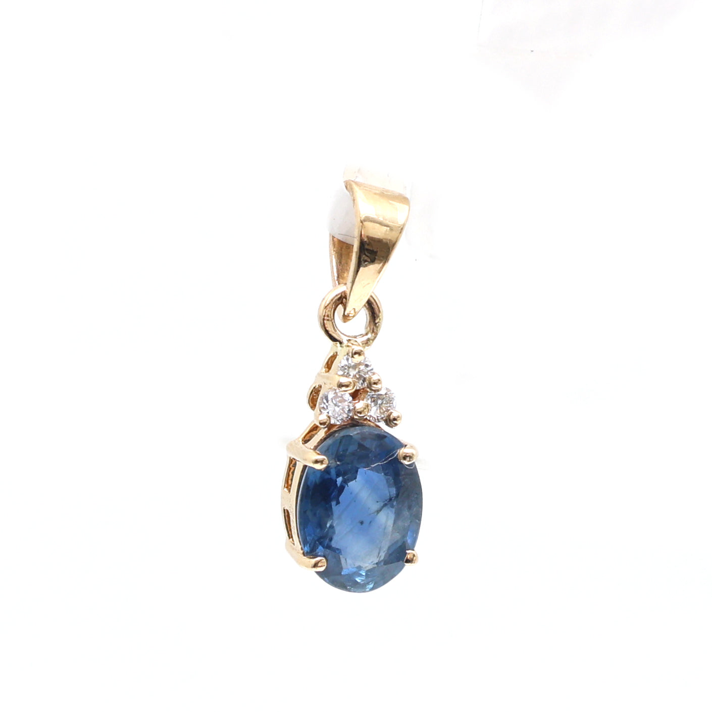 JPPD-589/8135 Blue Sapphire Oval With Diamond Pendant | 14K