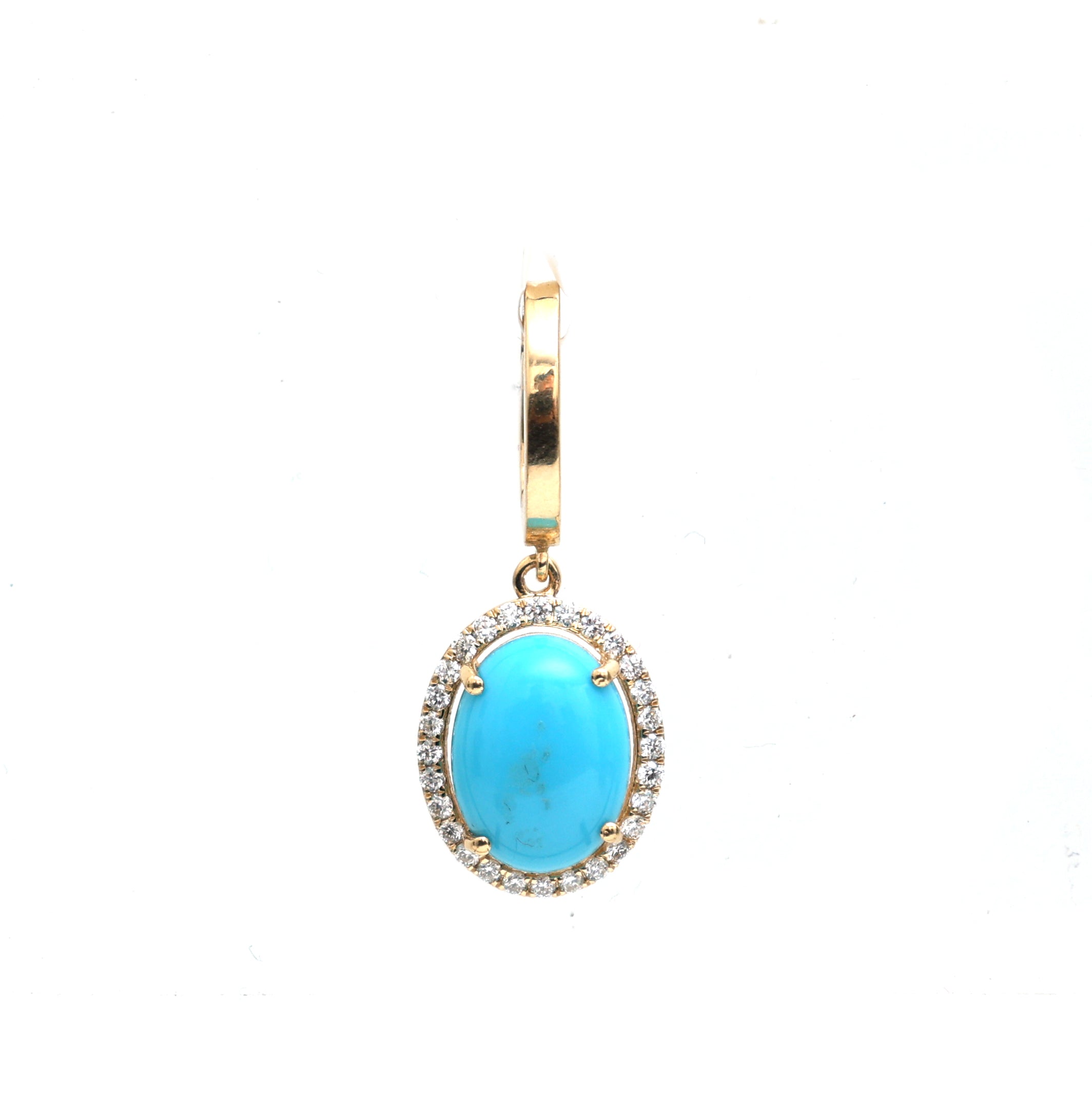 JPPD-593/8152 Turquoise Oval With Diamond Pendant | 18K