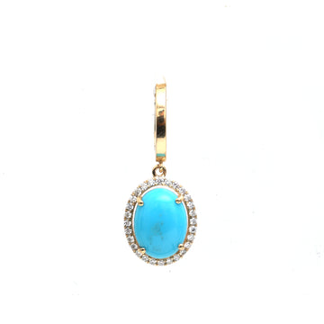 JPPD-593/8152 Turquoise Oval With Diamond Pendant | 18K