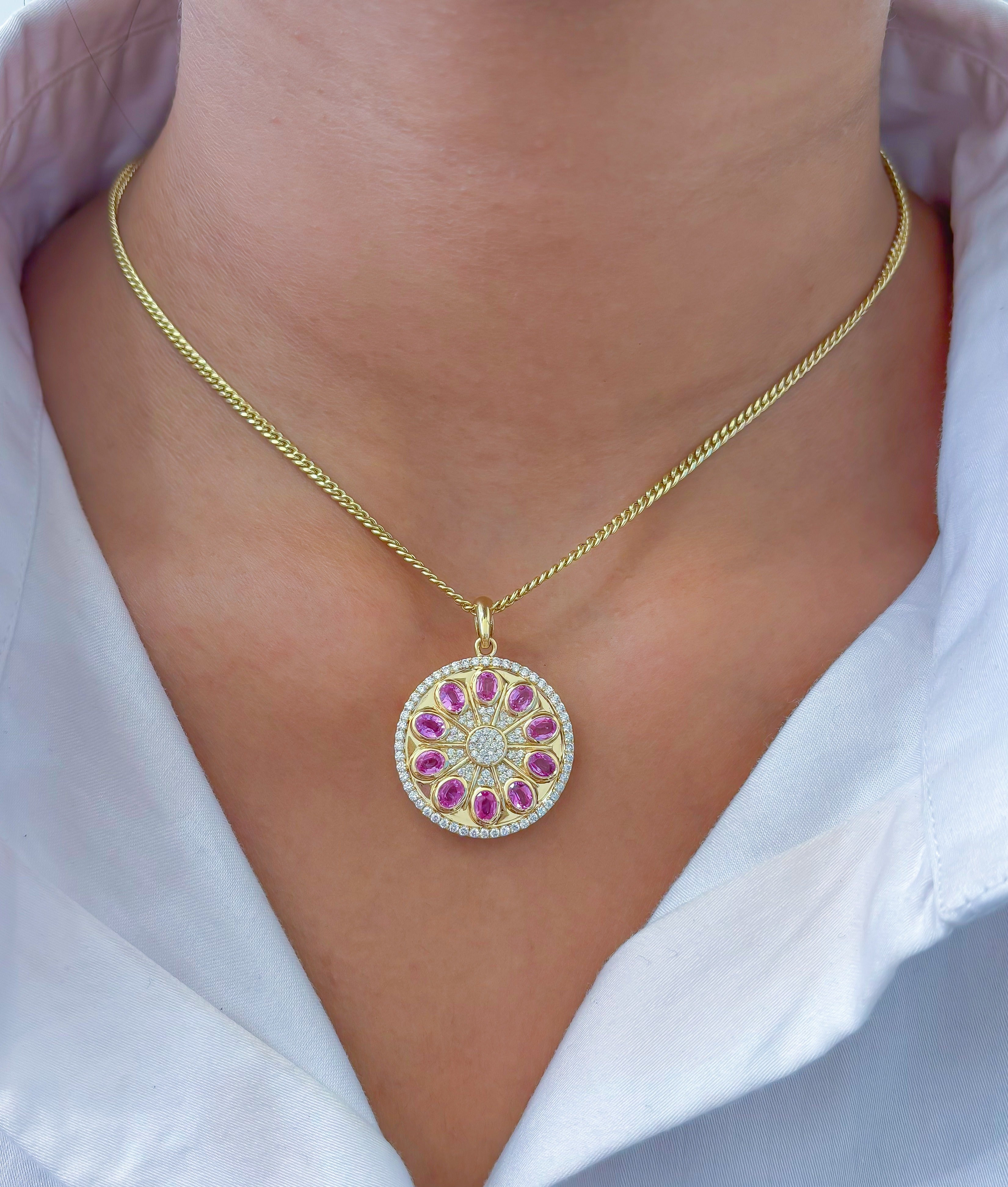 JPPD-629/8715 Pink Sapphire Diamond Pendant | 14K