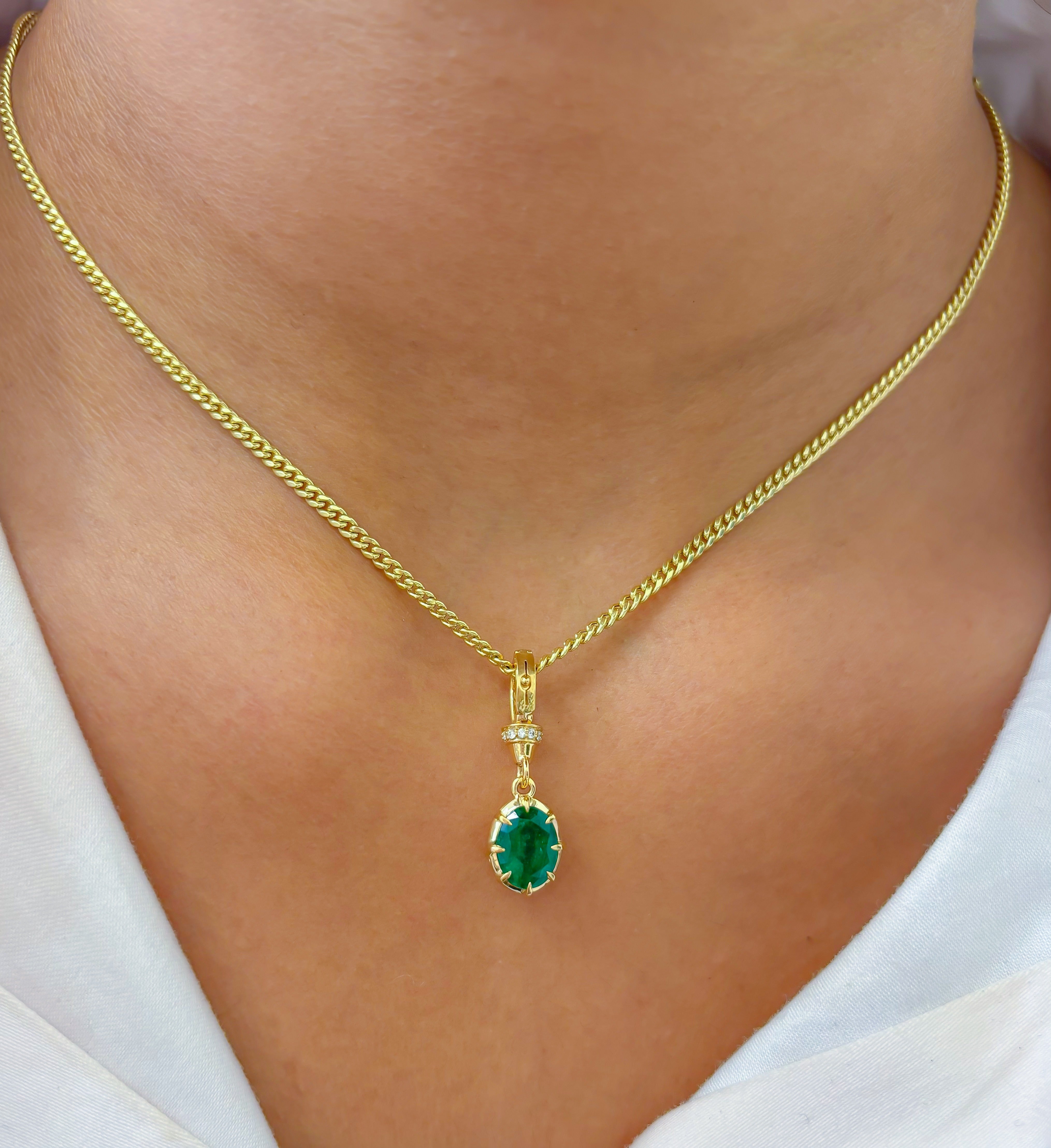 JPPD-634/8722 Emerald Diamond Pendant | 18K