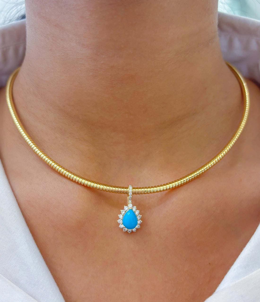 JPPD-656/8753 Turquoise Diamond Pendant | 14K
