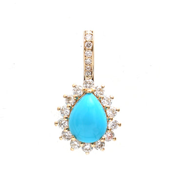 JPPD-656/8753 Turquoise Diamond Pendant | 14K