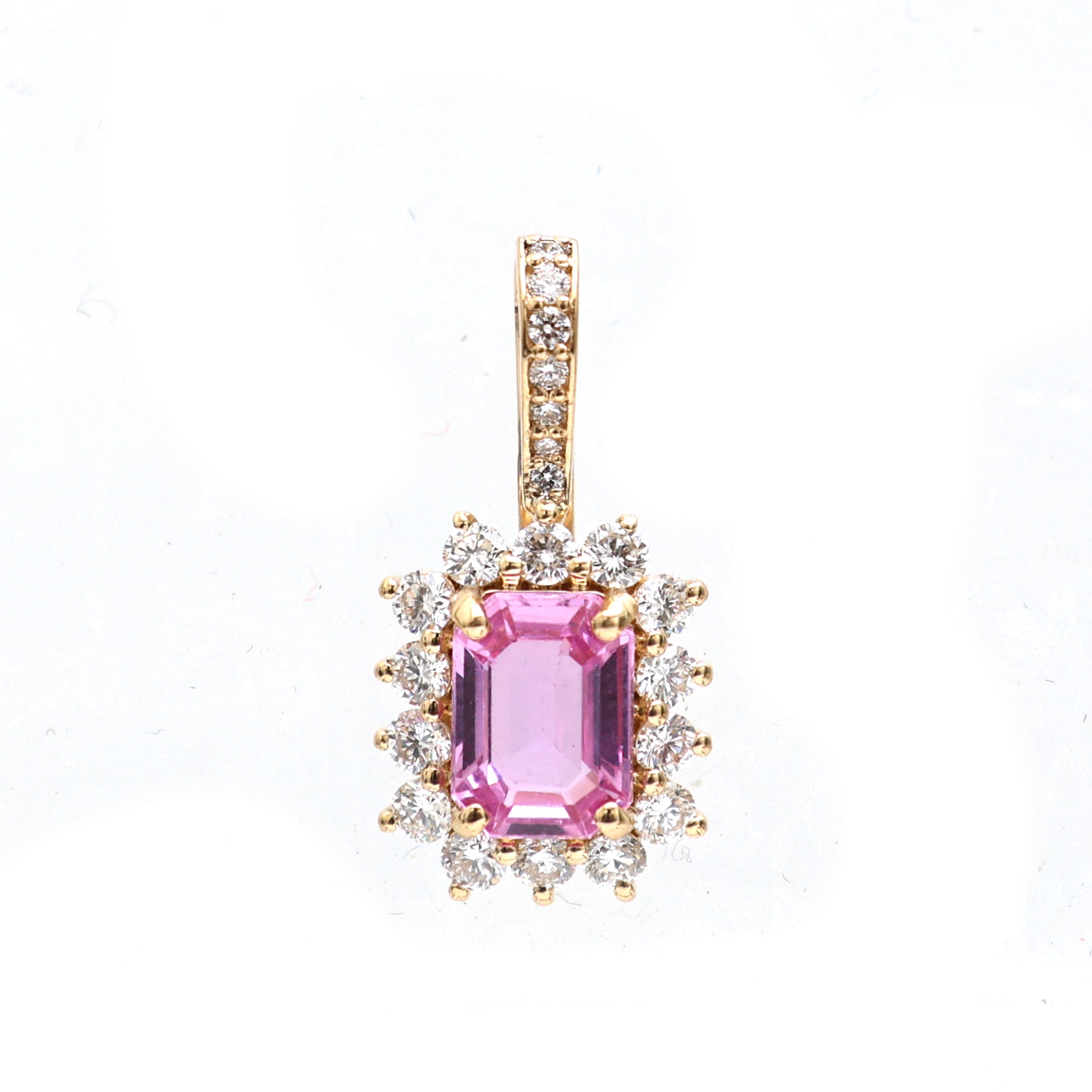 JPPD-668/8764 Pink Sapphire Helo Diamond Octagon Pendant | 18K