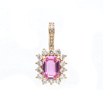 JPPD-668/8764 Pink Sapphire Helo Diamond Octagon Pendant | 18K