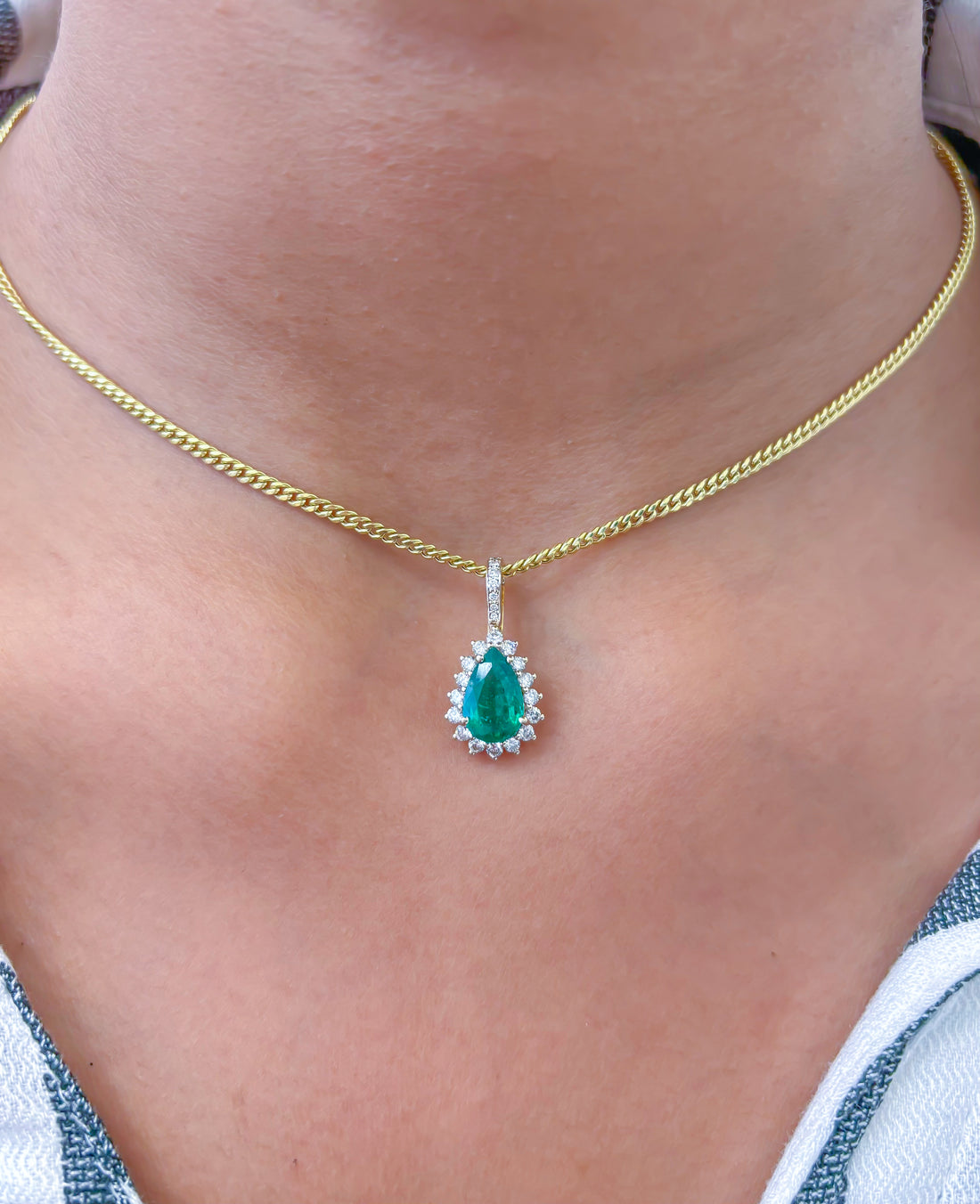 JPPD-696/8916 Emerald Diamond Pendant | 18K