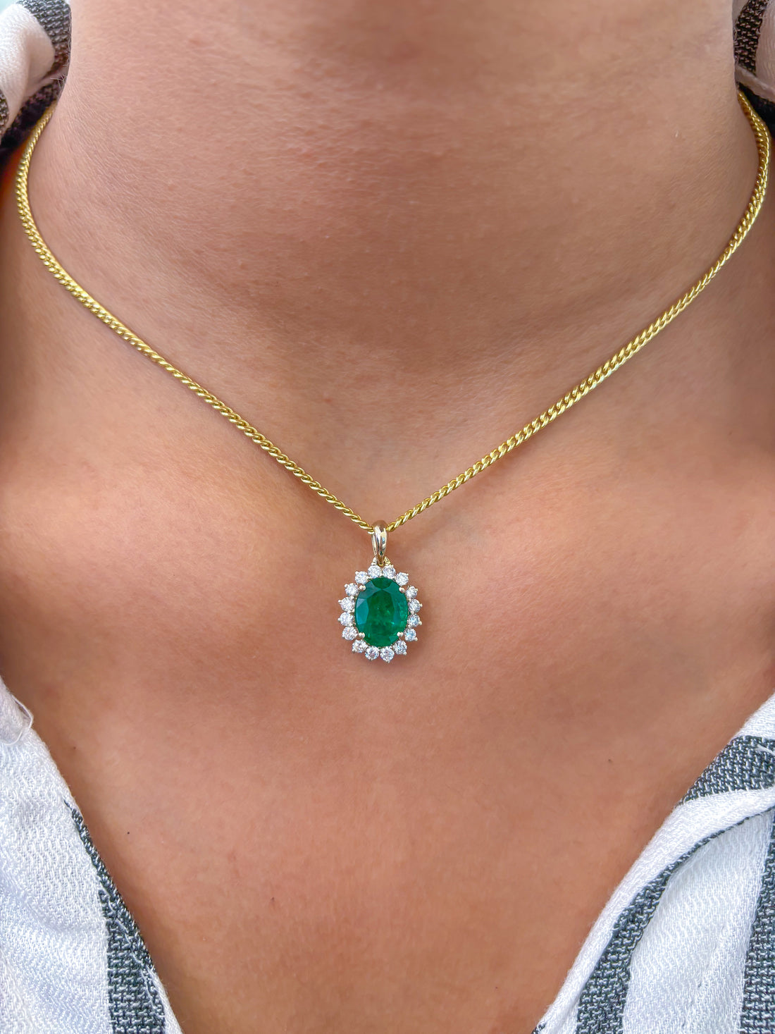 JPPD-697/8925 Emerald Diamond Pendant | 18K