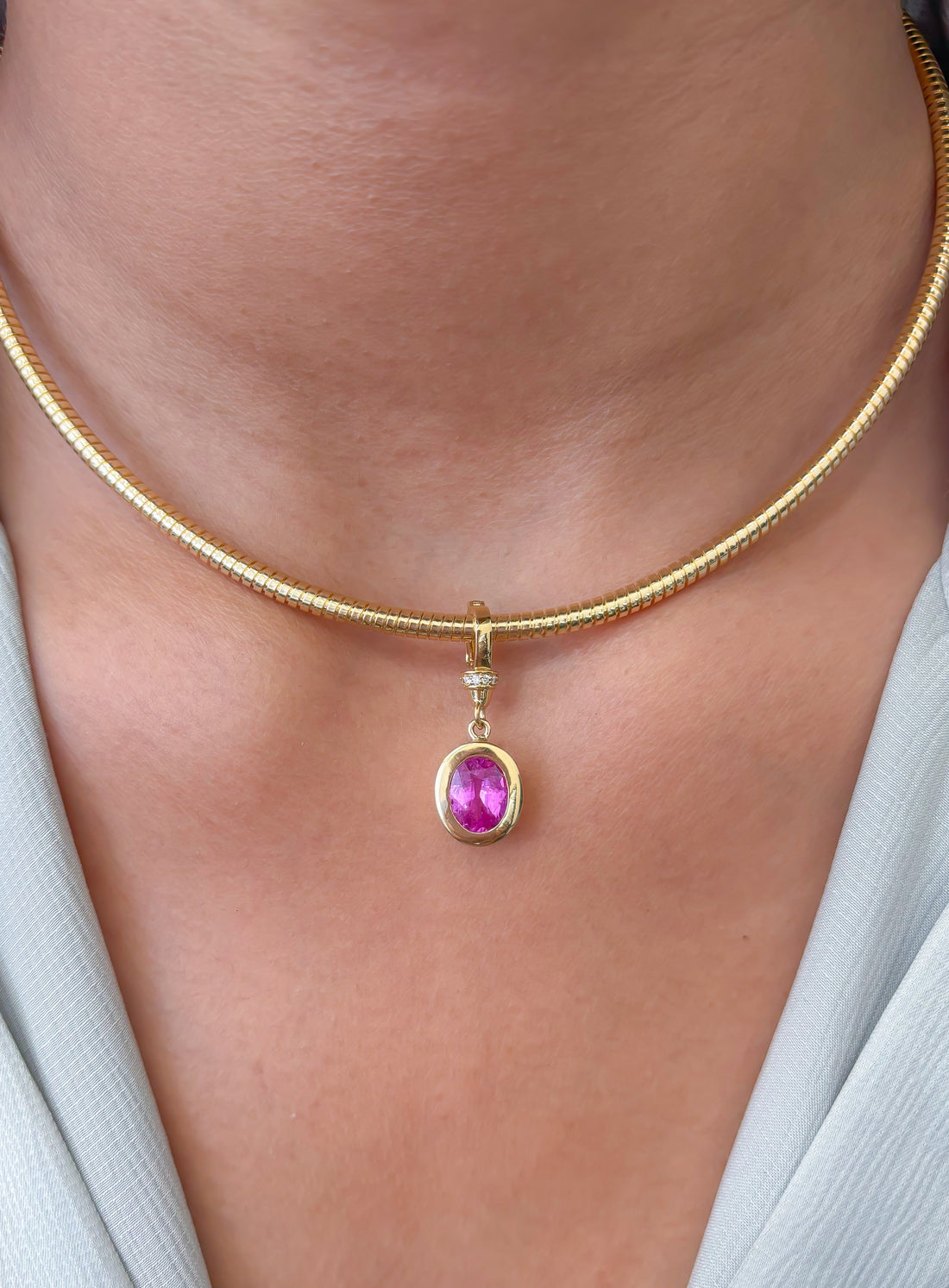 JPPD-706/8988 Diamond Pink Sapphire Pendant | 18K