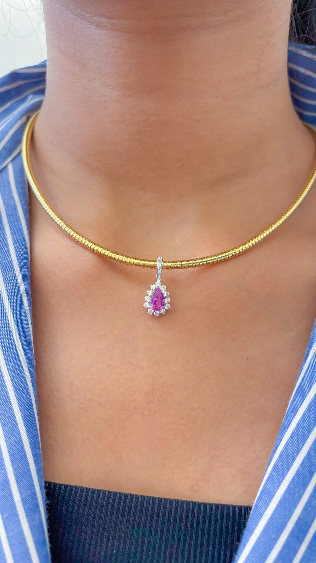 JPPD-730/9065 Pink Sapphire Diamond Pendant | 18K