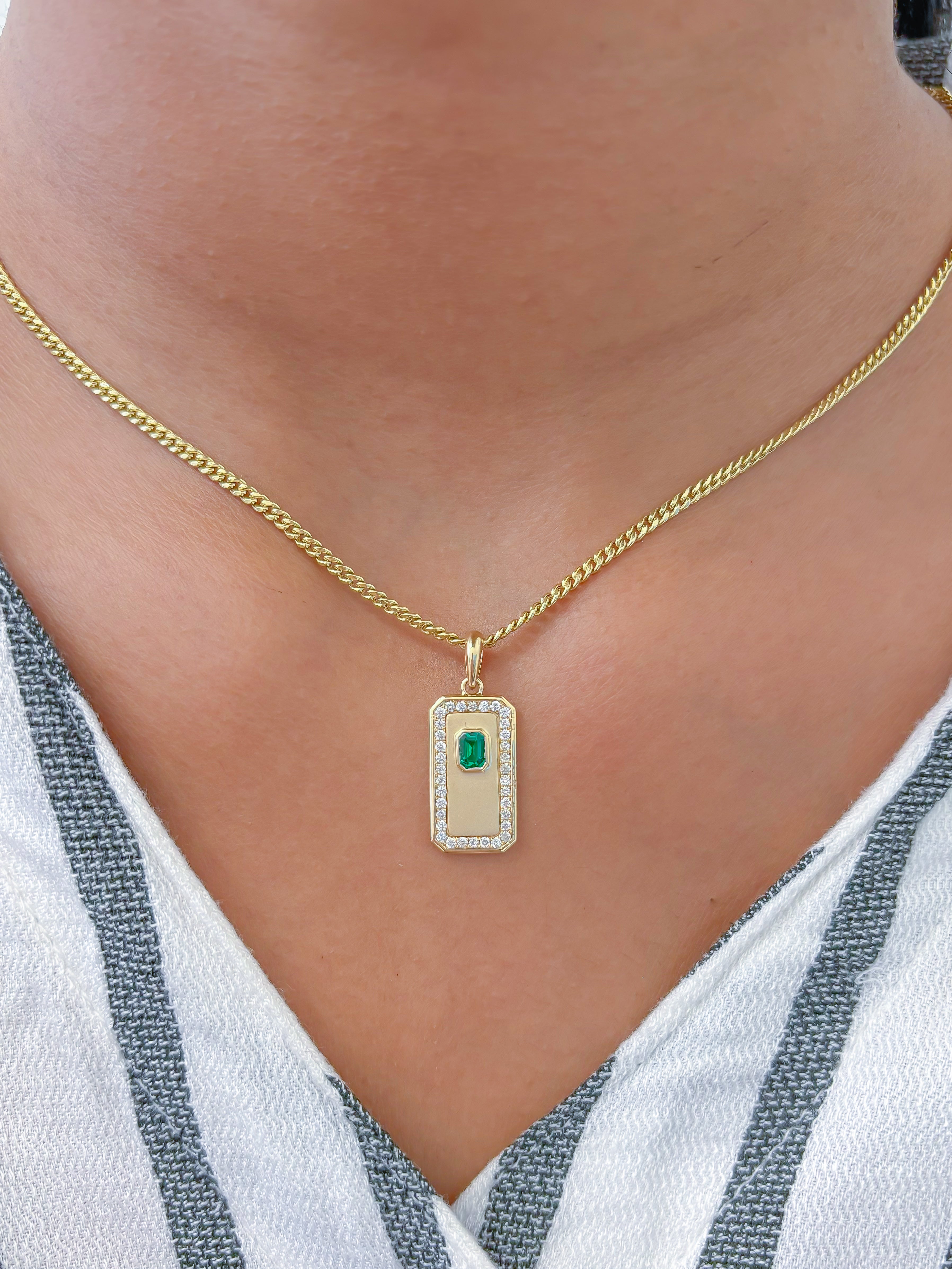 JPPD-744/9114 Emerald Diamond Pendant | 14K