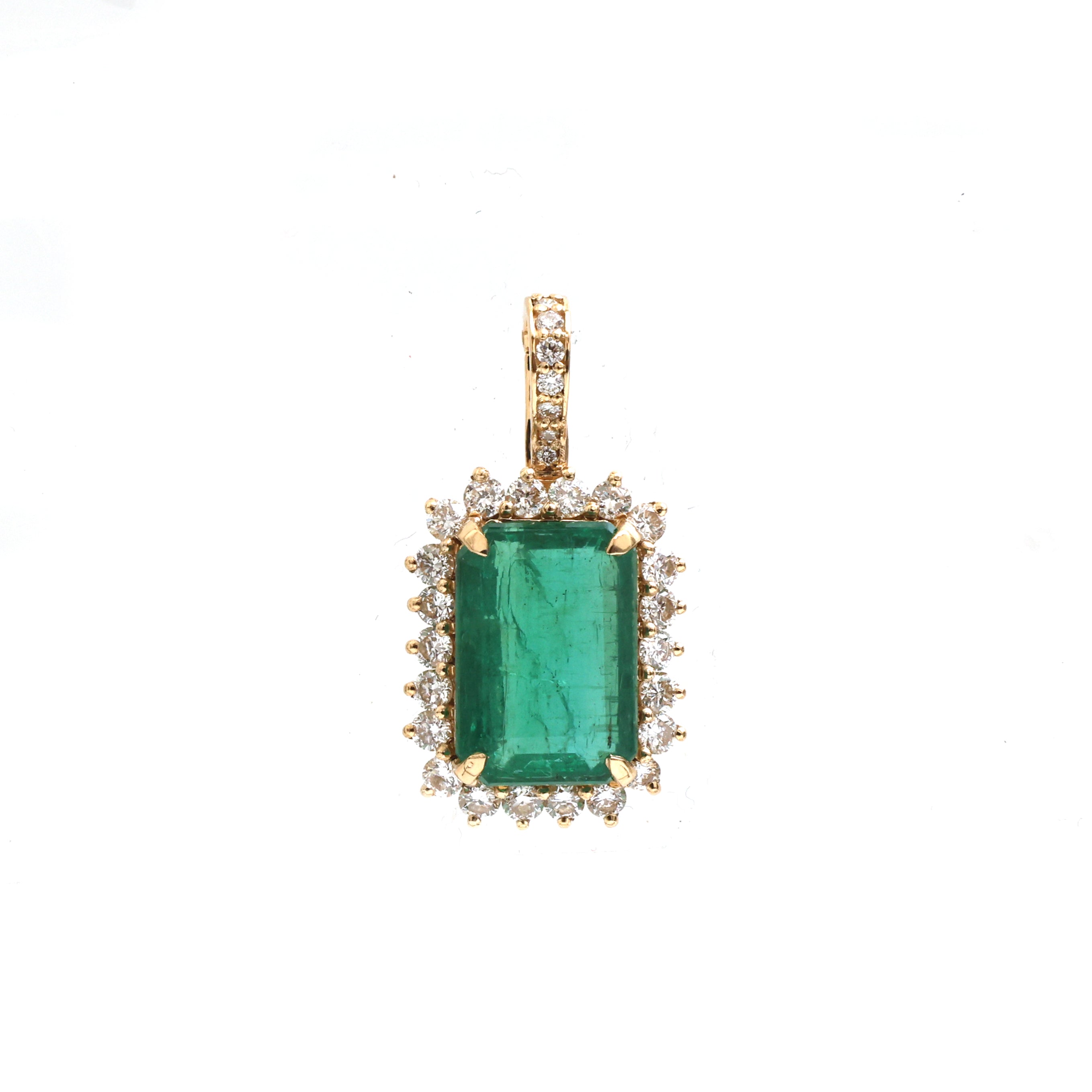 JPPD-760/9185 Emerald Helo Diamond Octagon Pendant | 18K