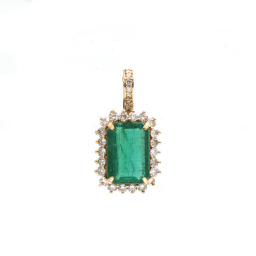 JPPD-760/9185 Emerald Helo Diamond Octagon Pendant | 18K