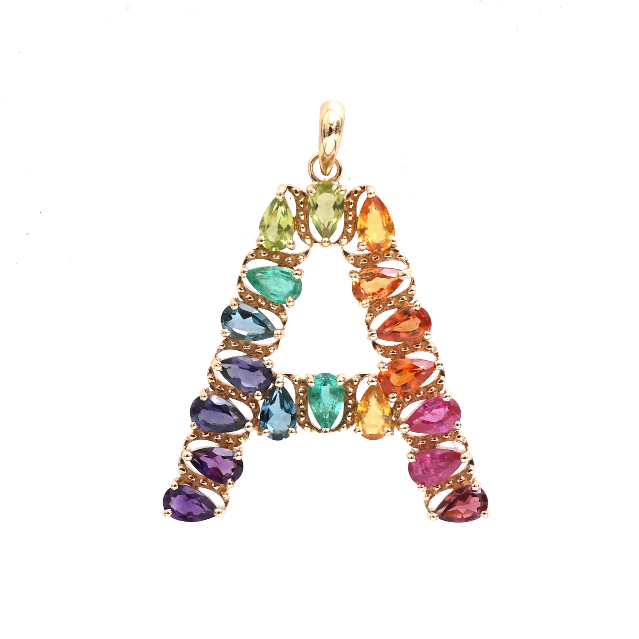 JPPD-767/9192 Rainbow Gemstone Pendant | 14K