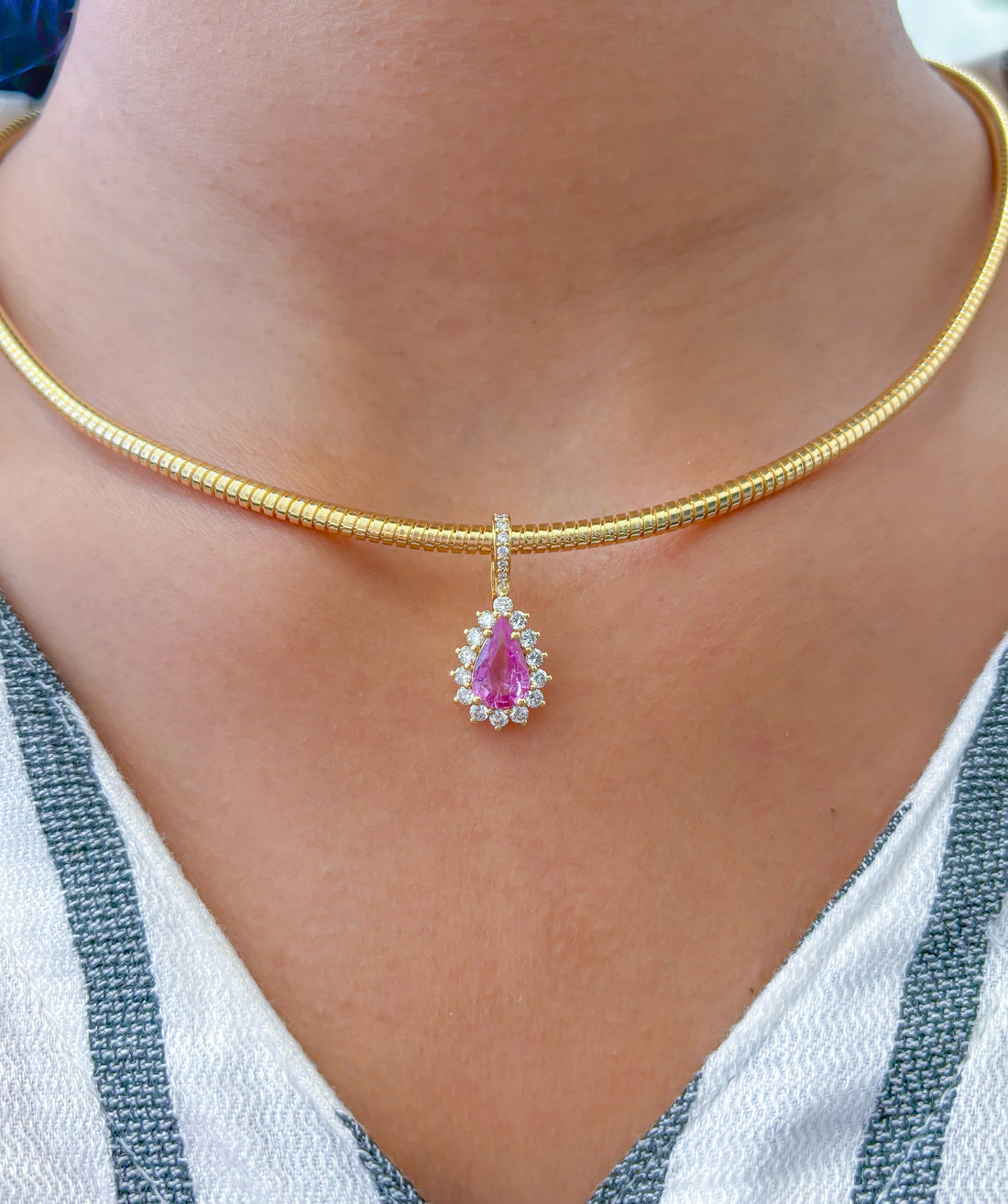 JPPD-773/9198 Pink Sapphire Diamond Pendant | 18K