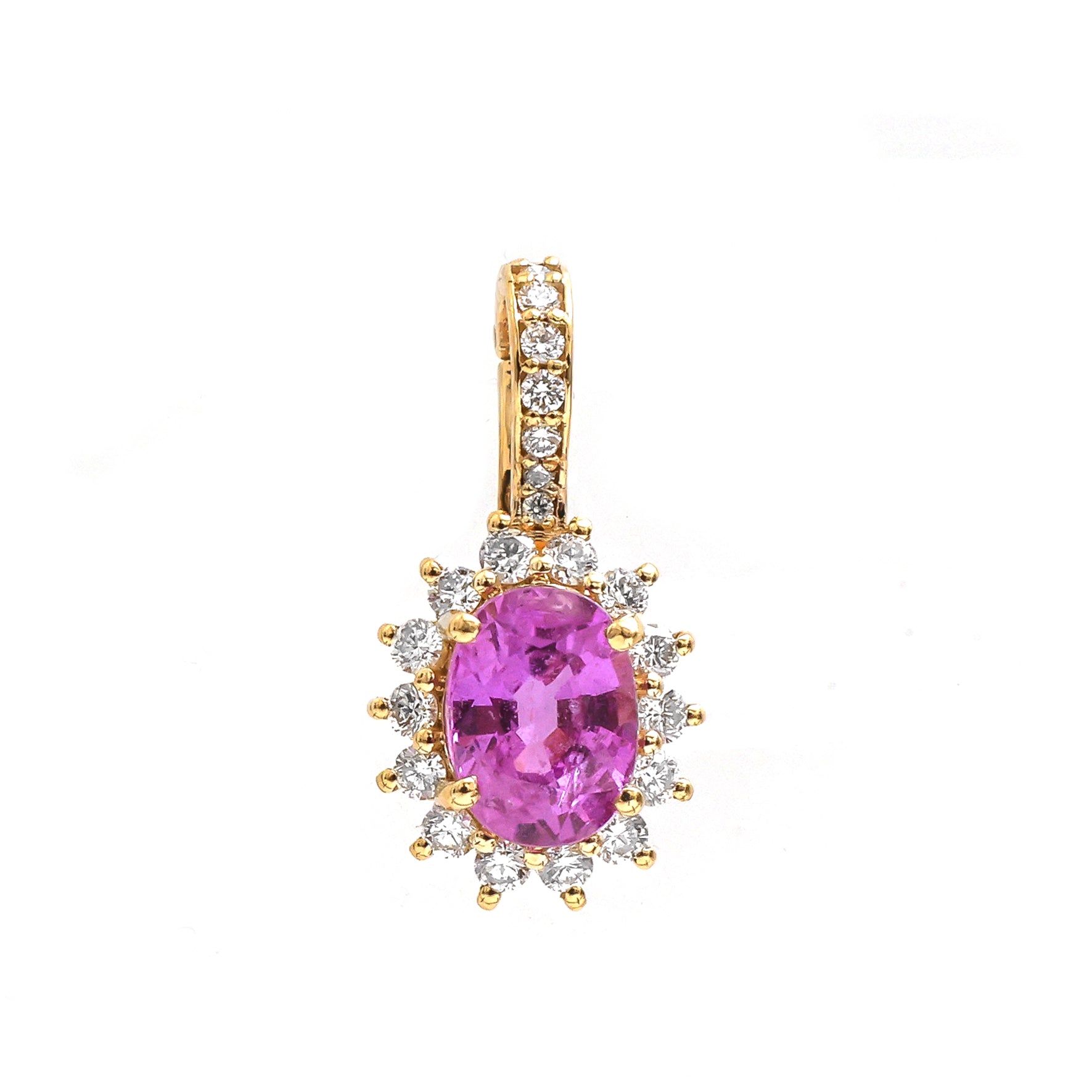 JPPD-778/9203 Pink Sapphire Helo Diamond Oval Pendant | 18K