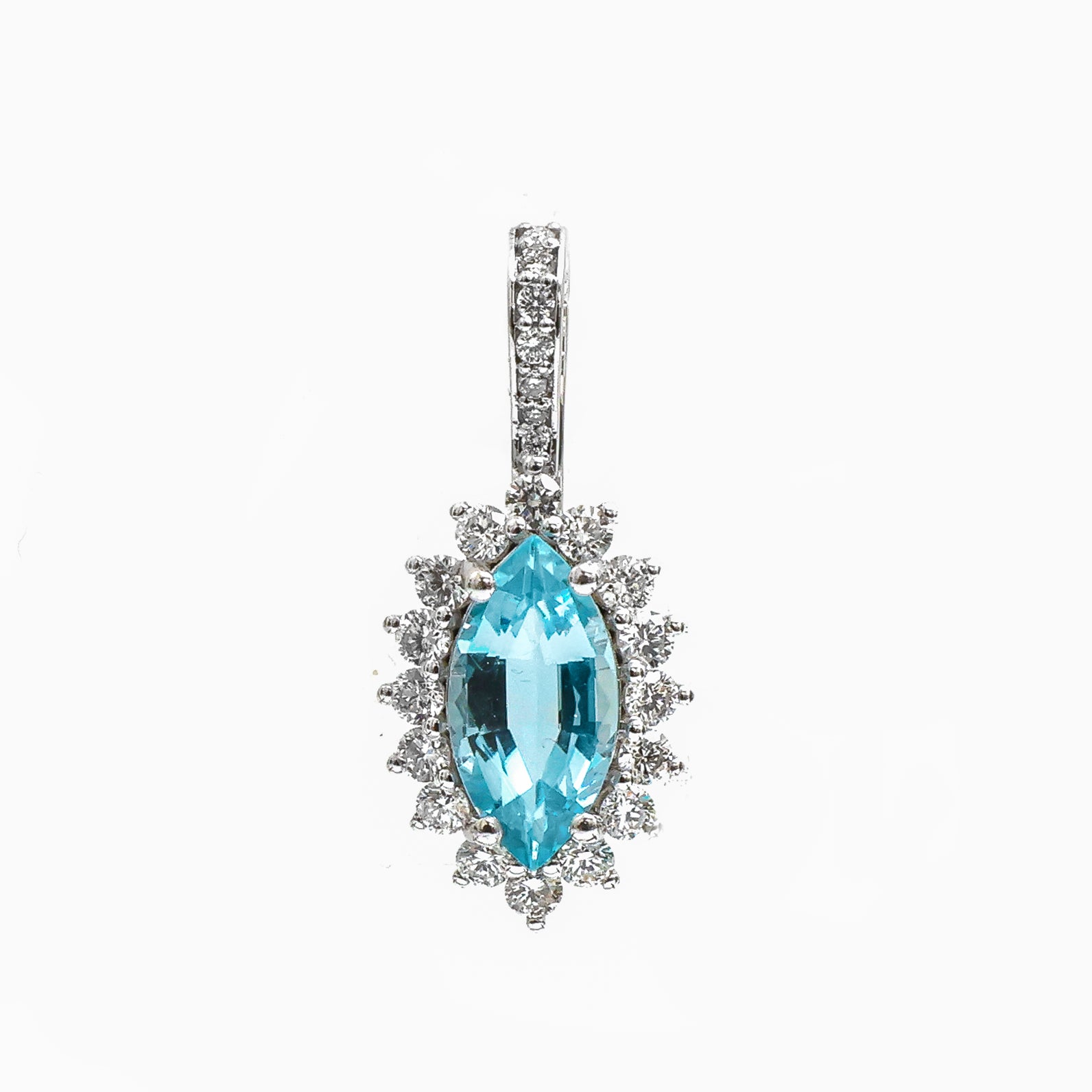JPPD-782/9207 Aquamarine Diamond Pendant | 14K