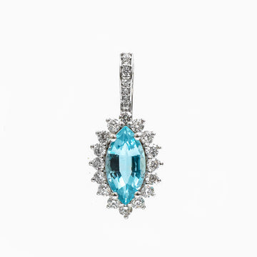 JPPD-782/9207 Aquamarine Diamond Pendant | 14K