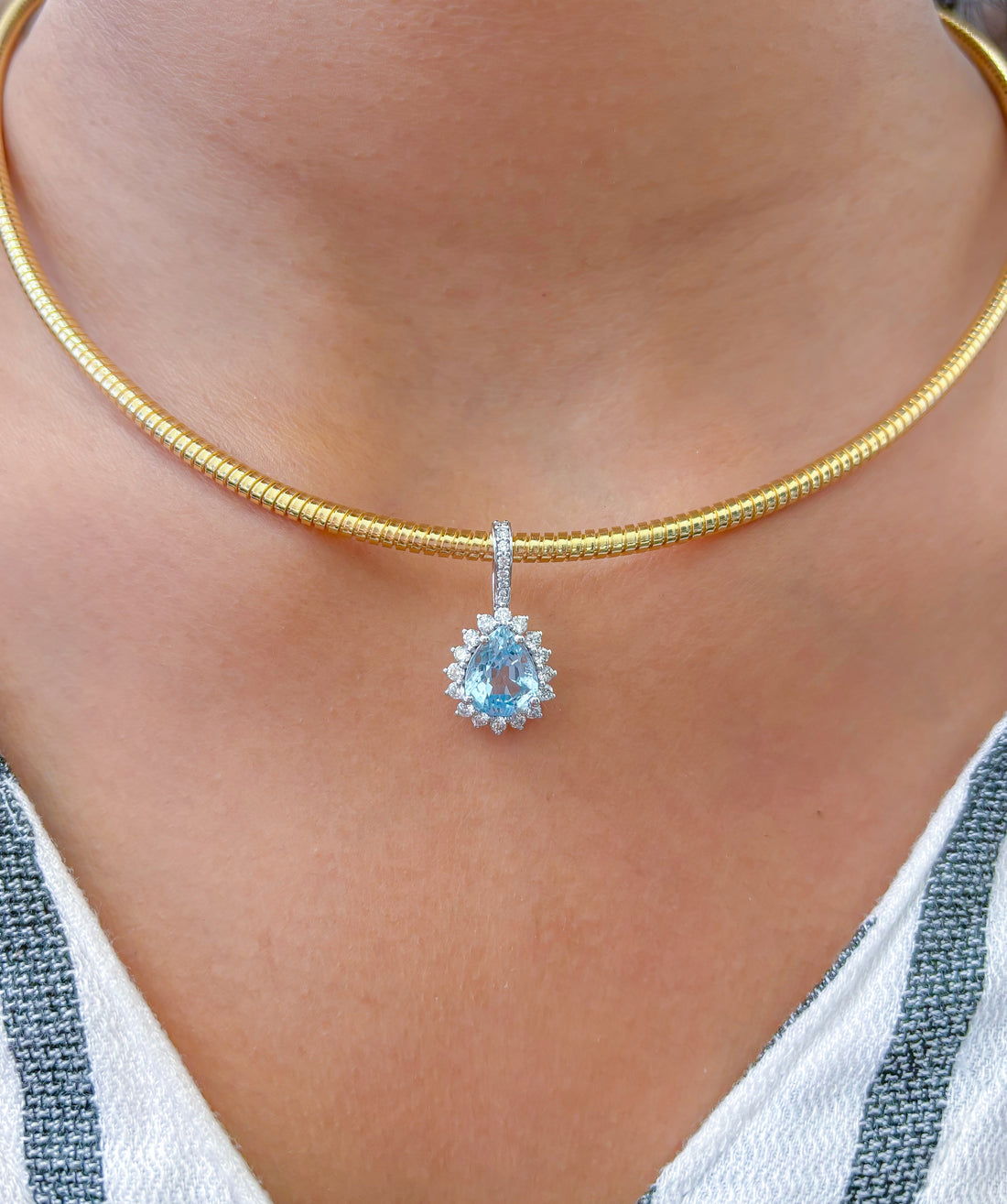 JPPD-783/9208 Aquamarine Diamond Pendant | 14K
