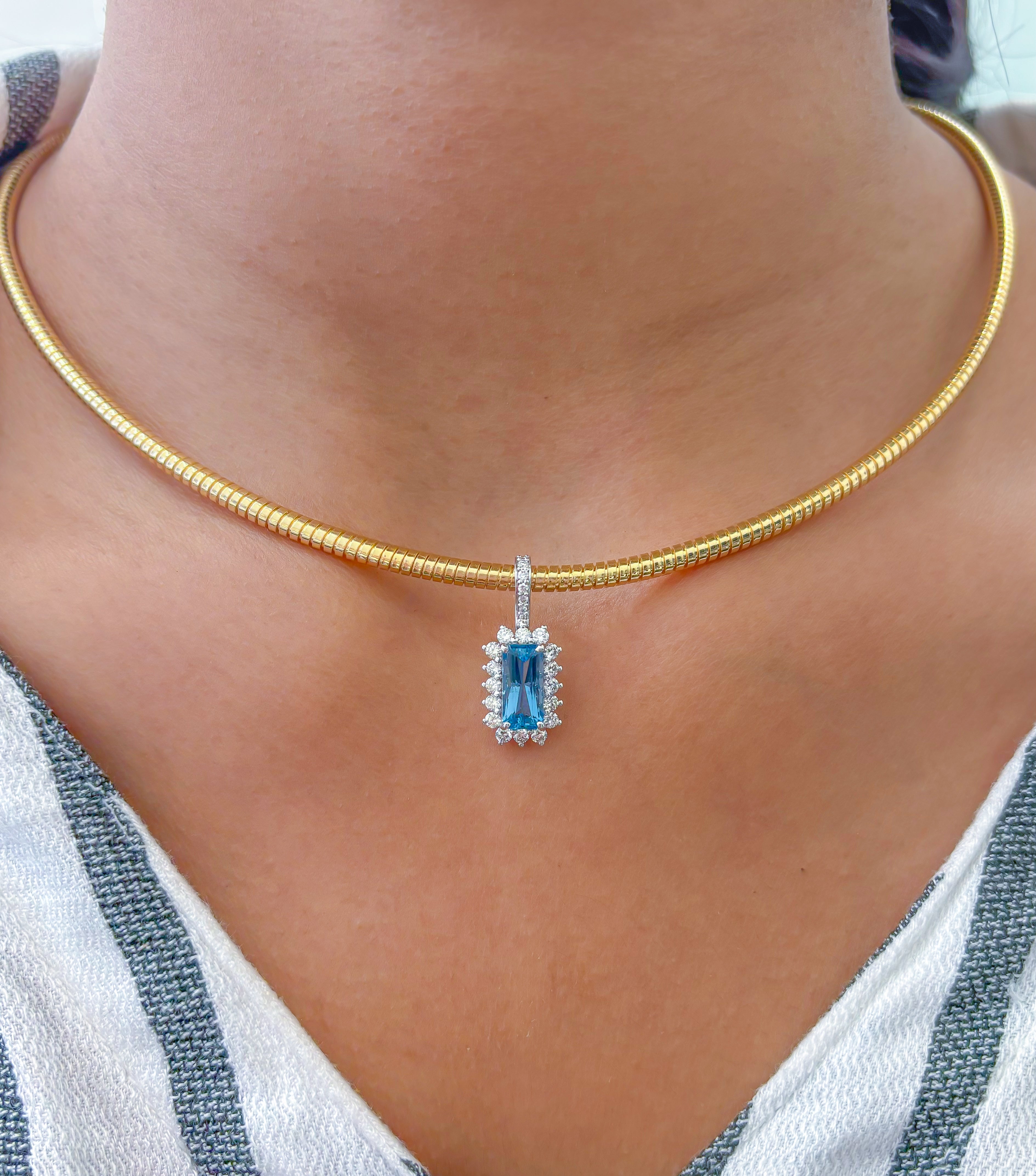 JPPD-784/9209 Aquamarine Diamond Pendant | 14K