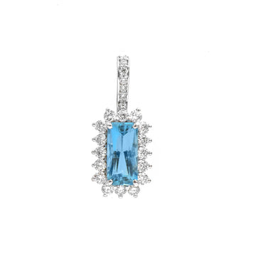 JPPD-784/9209 Aquamarine Diamond Pendant | 14K