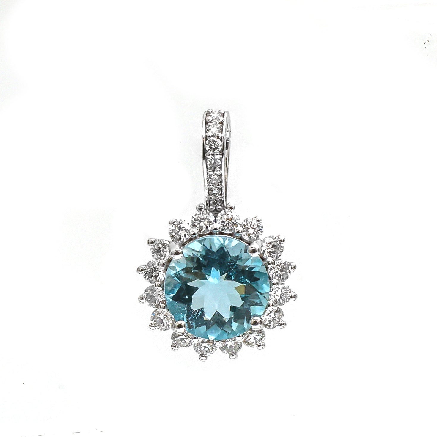 JPPD-796/9221 Aquamarine Diamond Pendant | 14K